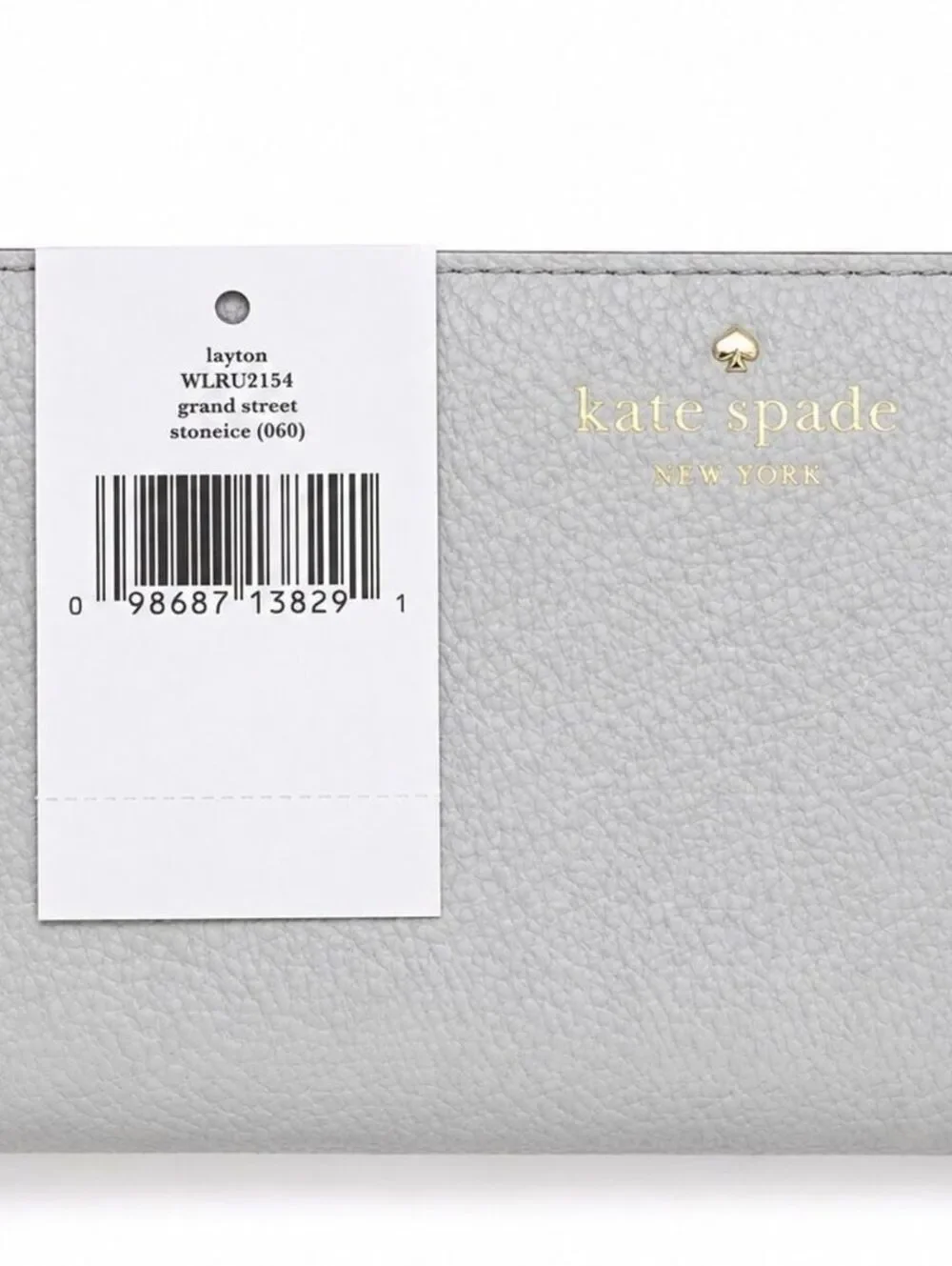 NWT KATE SPADE Wristlet Wallet Clutch Organizer Stone Gray Gold Zip Flawed